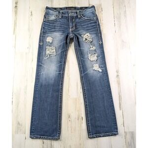 Affliction Black Premium Jeans Mens Fits 32x32 Blake Relaxed Straight Distressed